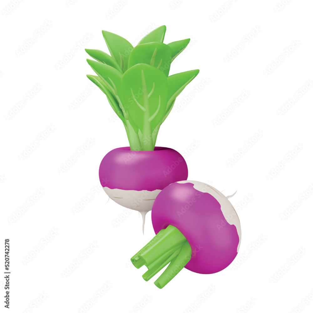 Poster turnip 3d rendering isometric icon.