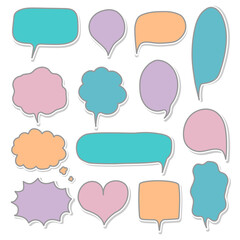 collection set of hand drawing frame border, blank speech bubble balloon, think, speak, talk, text box, banner, flat, design, vector illustration