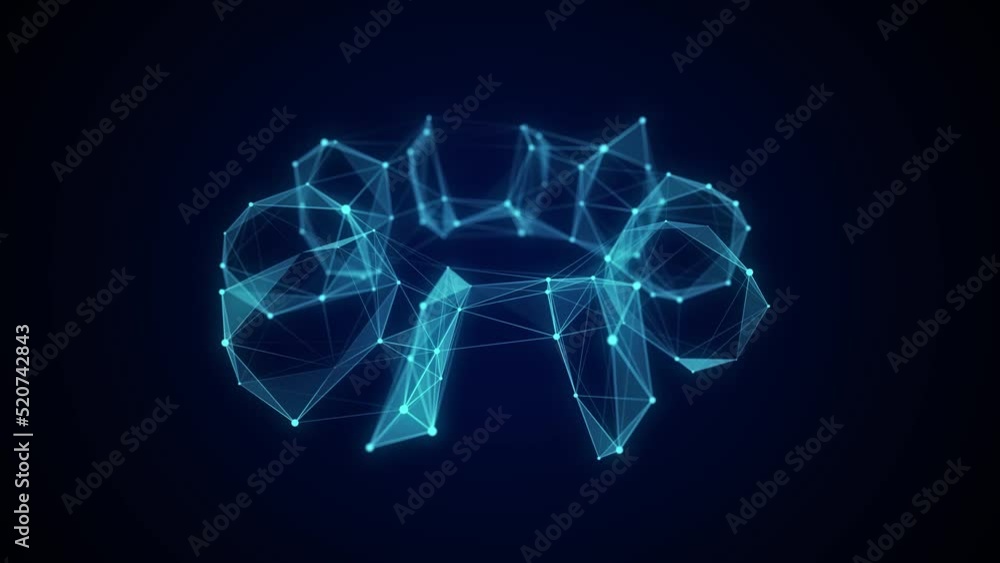 Aufkleber abstract dynamic wireframe torus on a blue background. the flow of scientific data. futuristic digit