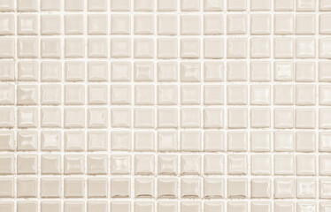 Cream light ceramic wall and floor tiles mosaic background in bathroom.