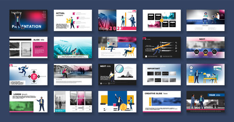 Business presentation, powerpoint, launch of a new business project. Infographic design template, multicolored elements, white background, set. A team of people creates a business, teamwork.Mobile app