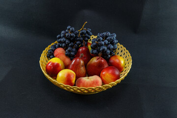 Fruit set on a black background