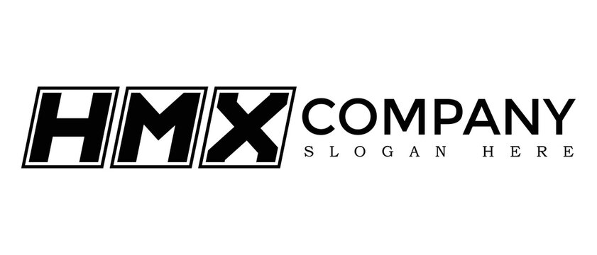 HMX three Letter Rounded rectangle boxes shape element symbol digital initial technology Media business logo design, Vector Template