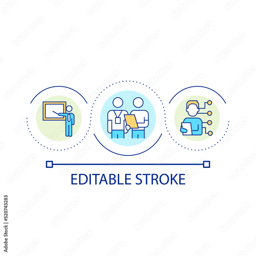 Poster business training loop concept icon. education program for company staff. coaching and support abstr