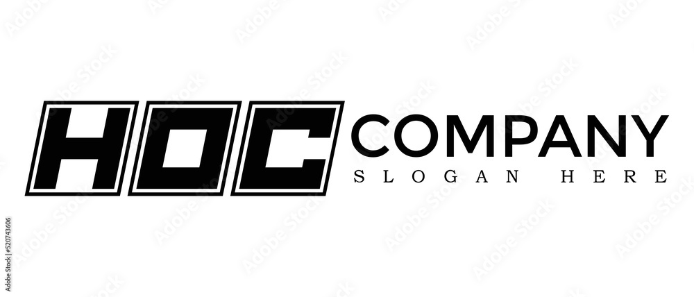 Poster hoc three letter rounded rectangle boxes shape element symbol digital initial technology media busin