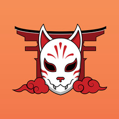 Japanese kitsune mask, Vector illustration eps.10