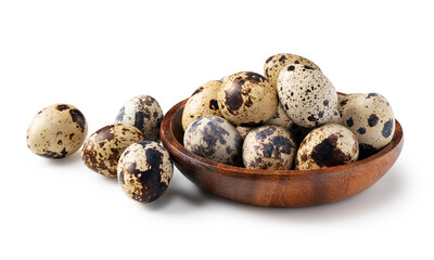 Fototapeta premium Quail eggs placed on a white background