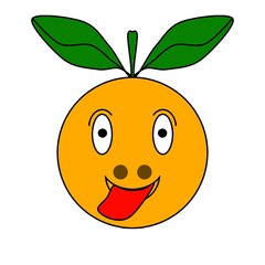 illustration of an apple face character sticking out tongue 