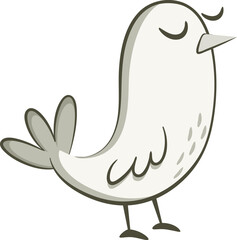 Adorable little bird, black and white. Cute illustration of little bird on white background. Vector illustration in hand drawn style.