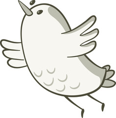 Pretty little bird flying, black and white. Cute illustration of little bird flying on white background. Vector illustration in hand drawn style.