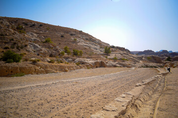 Road to the Sik canyon. It is the entrance to Petra (ancient city). Petra, Jordan is included in the UNESCO heritage list.