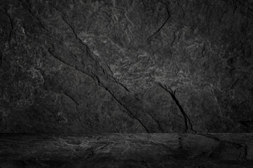 stone floor and wall backgrounds, dark room, interior, display product.	