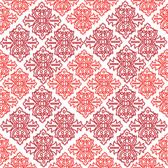 Red spectacular pattern on a transparent background for wallpaper, bed linen. Muslim ornaments.