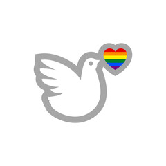 Symbol bird with rainbow flag lgbt pride