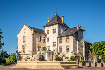 Fototapeta premium View at the Building of Town hall in Aix Les Bains, France
