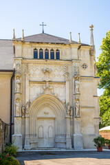 Obraz premium View at the Chapel of Hautecombe Abbey, former Cistercian monastery near Bourget Lake in Savoy, France.