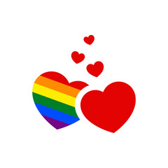 Symbol hearts with rainbow flag lgbt pride