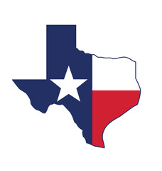 texas tx state flag in map shape icon