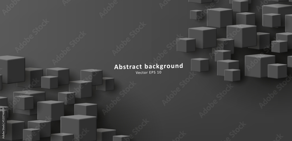 Poster abstract background with 3d cubes structure at the corners. vector illustration