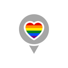 Map pin with rainbow flag lgbt pride