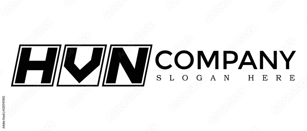 Poster hvn three letter rounded rectangle boxes shape element symbol digital initial technology media busin