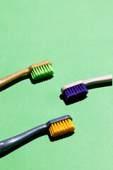 three brushes made from recycled plastic. care for the environment