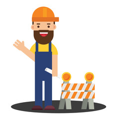 Young Man architect, foreman, engineering construction worker manage a project at building site