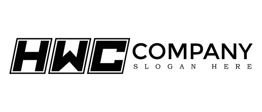 HWC three Letter Rounded rectangle boxes shape element symbol digital initial technology Media business logo design, Vector Template