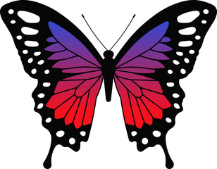 Vector illustration of beautiful and bright red butterfly.