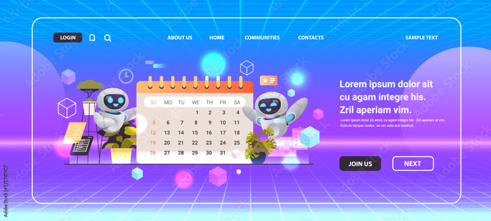 Aufkleber robots planning day scheduling appointment time management artificial intelligence technology metave