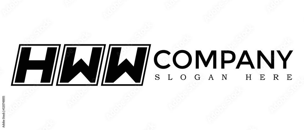 Poster hww three letter rounded rectangle boxes shape element symbol digital initial technology media busin