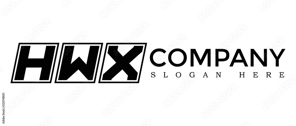 Poster hwx three letter rounded rectangle boxes shape element symbol digital initial technology media busin