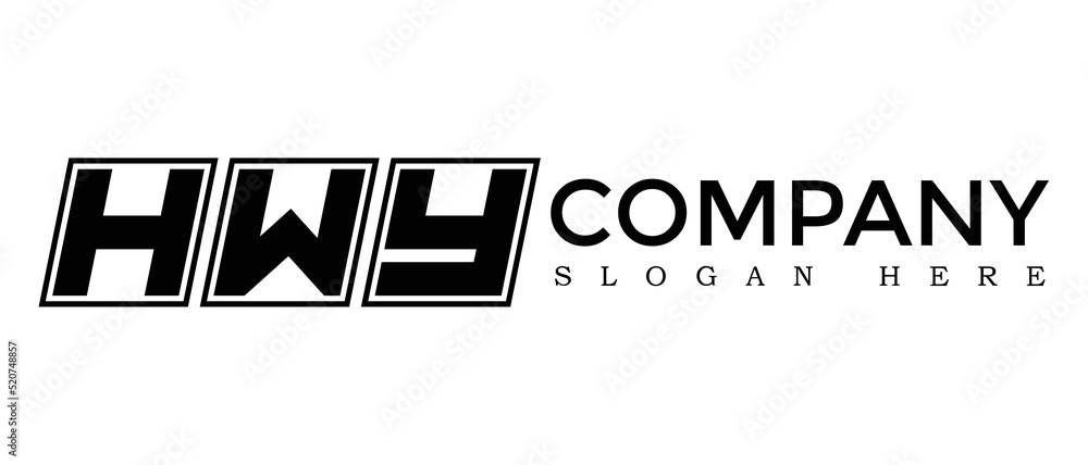 Poster hwy three letter rounded rectangle boxes shape element symbol digital initial technology media busin