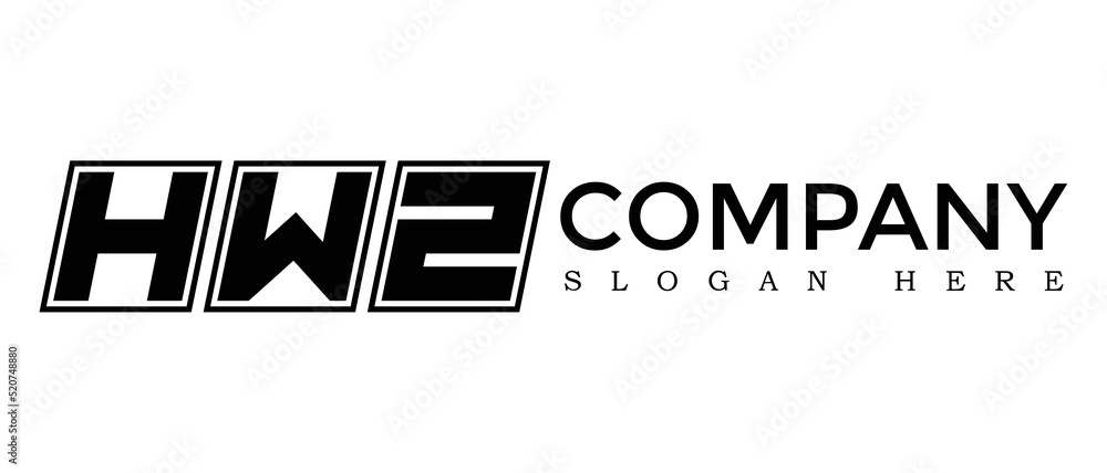 Poster hwz three letter rounded rectangle boxes shape element symbol digital initial technology media busin