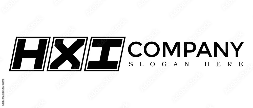 Poster hxi three letter rounded rectangle boxes shape element symbol digital initial technology media busin