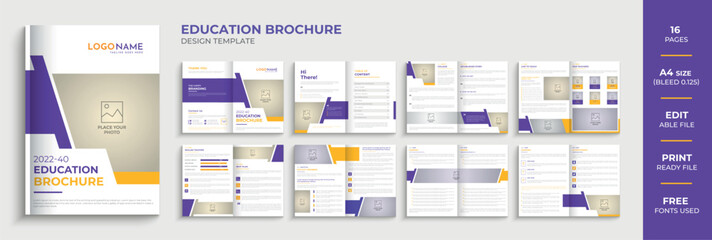 Modern and creative kid education school brochure template design. school, college, and university admission profile brochure layout
