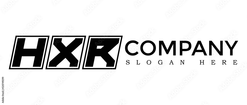 Poster hxr three letter rounded rectangle boxes shape element symbol digital initial technology media busin