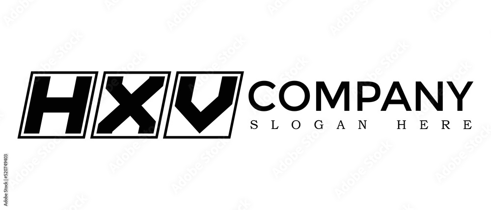 Poster hxv three letter rounded rectangle boxes shape element symbol digital initial technology media busin