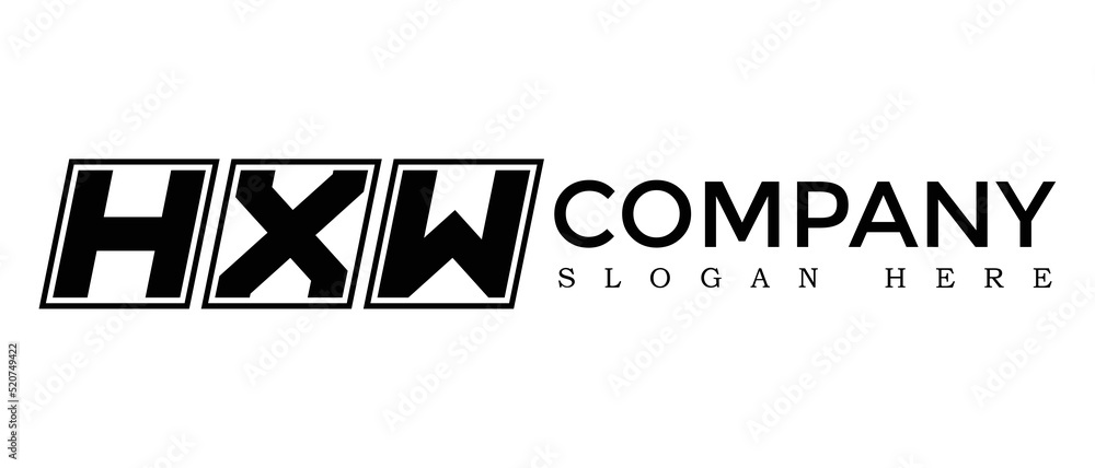 Poster hxw three letter rounded rectangle boxes shape element symbol digital initial technology media busin