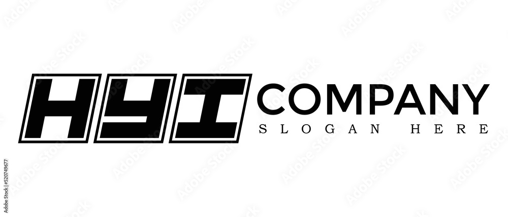 Poster hyi three letter rounded rectangle boxes shape element symbol digital initial technology media busin