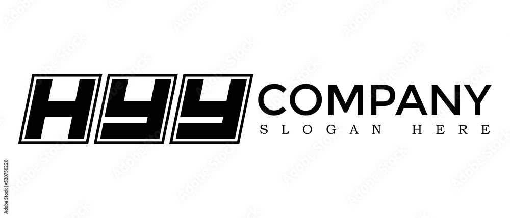 Aufkleber hyy three letter rounded rectangle boxes shape element symbol digital initial technology media busin