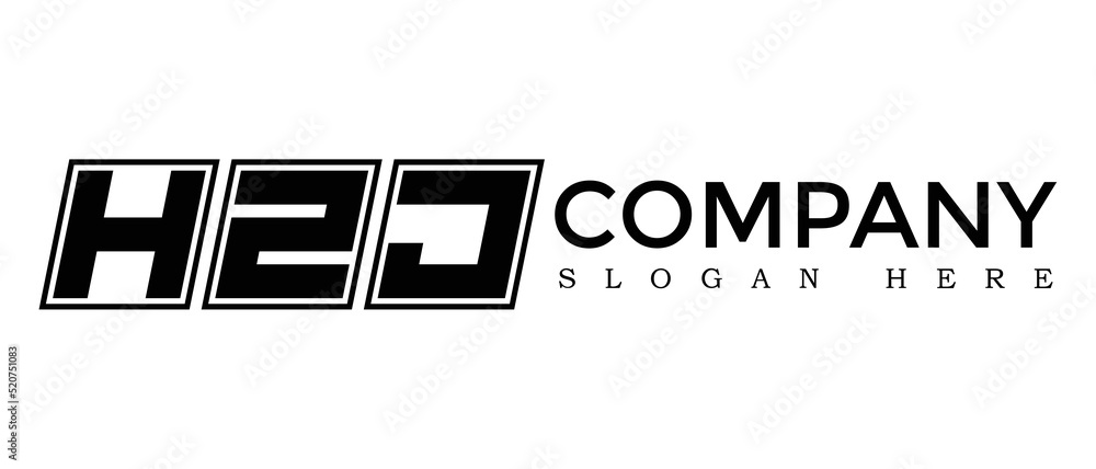 Poster hzj three letter rounded rectangle boxes shape element symbol digital initial technology media busin