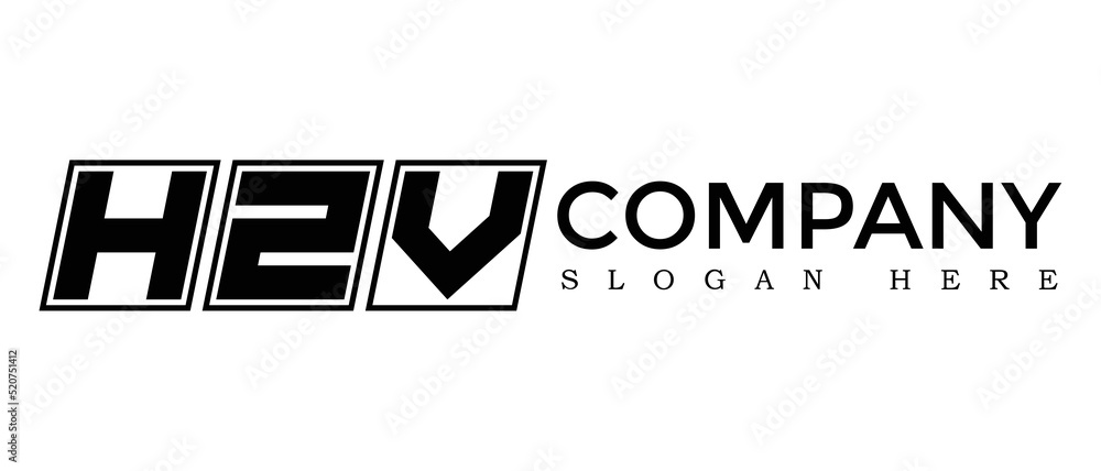 Poster hzv three letter rounded rectangle boxes shape element symbol digital initial technology media busin