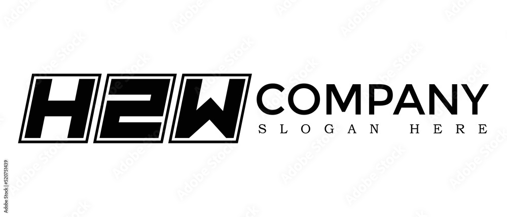 Poster hzw three letter rounded rectangle boxes shape element symbol digital initial technology media busin