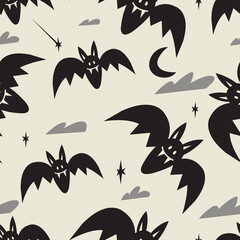 Vector illustartion of Halloween bats. Trick or treat symbol. Background or seamless pattern.