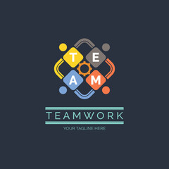 team work connection people logo design template for brand or company and other