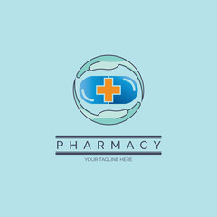 capsule medicine pharmacy hospital cross logo template design for brand or company and other