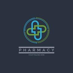 hospital pharmacy cross modern logo template design for brand or company and other