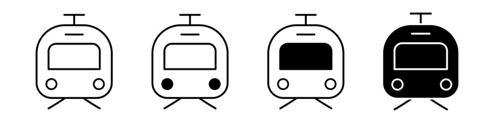 Train vector icon set. tram illustration sign collection. public transport symbol. Travel logo.