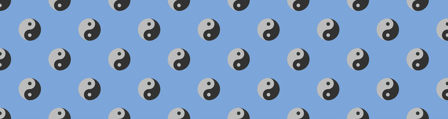 Fototapeta premium pattern. Image of Yin Yang symbol on pastel blue blue backgrounds. Symbol of opposite. Surface overlay pattern. Banner for insertion into site. 3D image. 3D rendering.